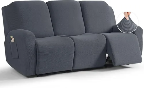 Vista 30 de TAOCOCO Funda reclinable de 4 piezas, funda elástica para sofá reclinable de 4 piezas, funda reclinable con 1 asiento, protector de sofá suave