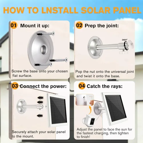 Vista 7 de Panel solar para cámara de anillo, cargador solar de 5 W compatible con Ring Stick Up Cam Plus/Pro y Spotlight Cam serie de baterías, incluye