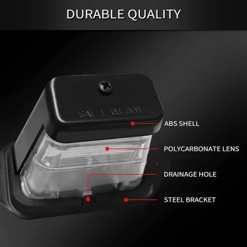 Vista 3 de Marco de matrícula LED con luz – Soporte para matrícula de remolque – Montaje de soporte, DOT FMVSS 108, SAE L, impermeable, 12V DC – Luces