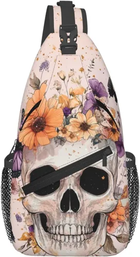 Vista 20 de Bolso bandolera para hombres y mujeres, mochila cruzada floral de tulipán pastel, mochila casual de senderismo para viajes, deportes, correr, bolsa