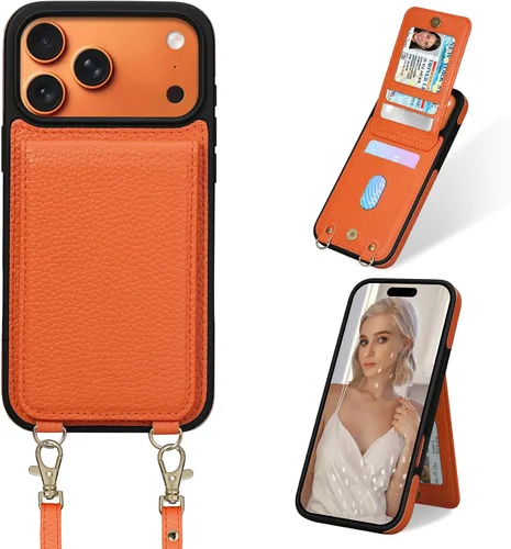 Vista 50 de Funda para iPhone 12 Pro/12, 6.1'', Funda Cartera Cruzada Desmontable con Ranuras para Tarjetas con Bloqueo RFID, Anillo de Soporte 360, Funda Negro