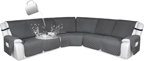 Vista 142 de HDCAXKJ Fundas de sofá seccional reclinable 100% impermeable, forma de L, funda de sofá reclinable lavable acolchada suave para mascotas, perro