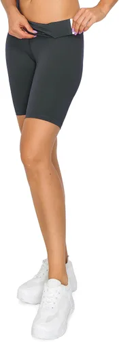 Vista 4 de Leggings Depot Pantalones cortos de yoga atléticos de cintura alta para mujer, pantalones cortos de entrenamiento para mujer