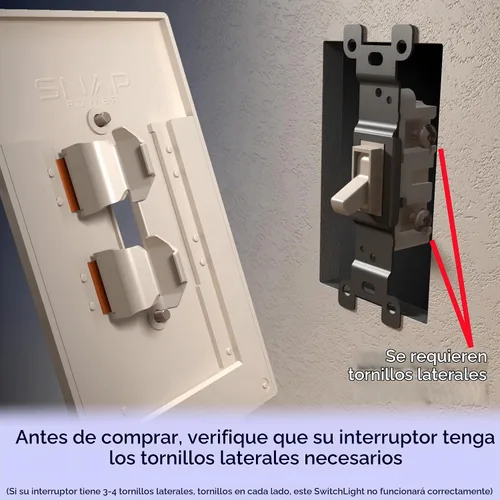 Vista 2 de Paquete de 2 - SnapPower SwitchLight - Luz Nocturna LED - para interruptores de un solo polo - Placa de interruptor con luces LED nocturnas - Ajuste