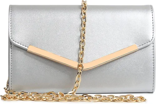 Vista 9 de Bolso de mano para mujer, bolso de mano con cadena desmontable para bodas y fiestas