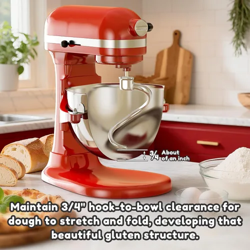 Vista 6 de Gancho de masa en espiral de acero inoxidable para batidora de pie KitchenAid, gancho para pan, se adapta a batidoras de pie con tazón elevable