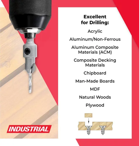 Vista 3 de Amana Tool - 55264 - Broca con punta de carburo para avellanado de 82°, Diámetro de 3/8 x 49 Grados x 1/4 de liberación rápida