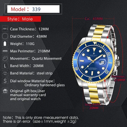 Vista 2 de BENYAR Mens Watches, Waterproof Chronograph Analog Quartz Movement Men's Wrist Watch, Fashion Business Easy Read Luminous Watches for Men with