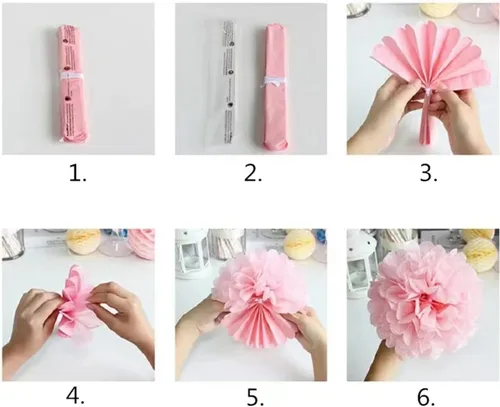 Vista 4 de BRZIKWT 12 pompones de papel de seda de punto ondulado degradado negro y dorado para fiesta, techo, colgar en la pared, decoración de flores