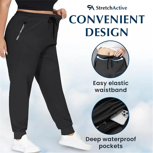 Vista 4 de Coolmance - Pantalones elásticos unisex ultra elásticos de secado rápido, pantalones elásticos de secado rápido
