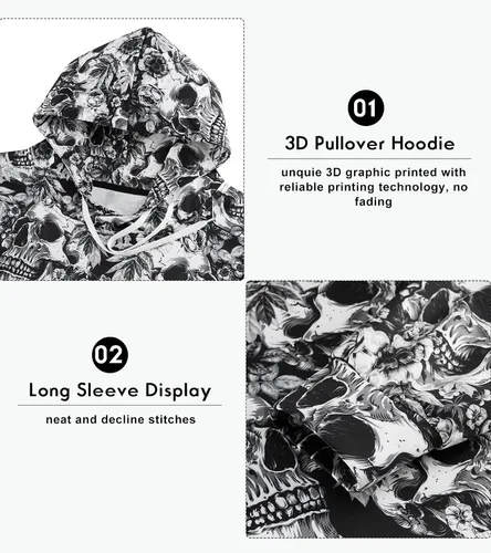 Vista 5 de uideazone Sudadera con capucha con estampado 3D para hombre y mujer, con bolsillo tipo canguro