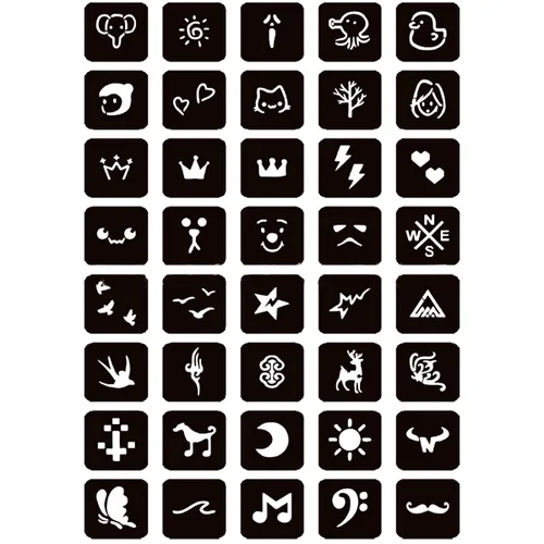 Vista 5 de Moricher kit de tatuajes de alheña, kits de tatuajes temporales, 5 conos, 96 plantillas, regalos para arte DIY, fiesta