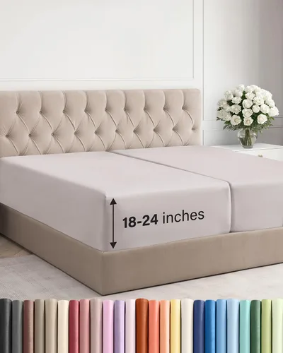 Vista 140 de Sábana bajera ajustable extra profunda Twin XL – Sábana bajera individual de lujo de hotel solamente – Se adapta fácilmente a colchones de 18 a 24