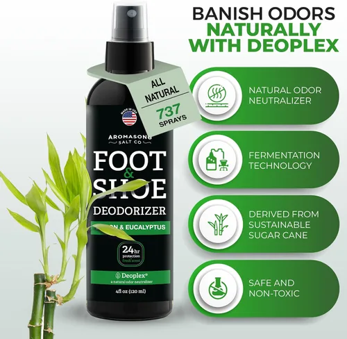Vista 2 de Aromasong Desodorizador natural para zapatos y spray para pies, eliminador de olores de pies de frescura las 24 horas para pies, extra fuerte