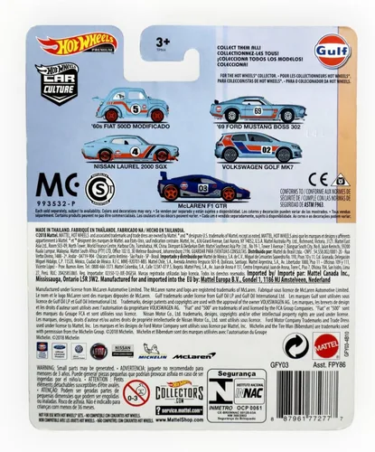 Vista 2 de Hot Wheels Car Culture Gulf Oil Series 2/5 - Ford Mustang Boss 302 '69 - ¡Los paseos reales tienen neumáticos de goma reales! ¡Gran artículo