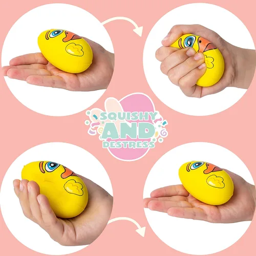 Vista 5 de JOYIN 12 piezas de huevos de Pascua Squishy juguete para la caza de huevos de Pascua con temática de animales con personajes, alivio del estrés