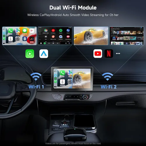 Vista 4 de Adaptador inalámbrico CarPlay Android Auto - Caja de video mágica inteligente con sistema multimedia Android integrado, disfruta de aplicaciones