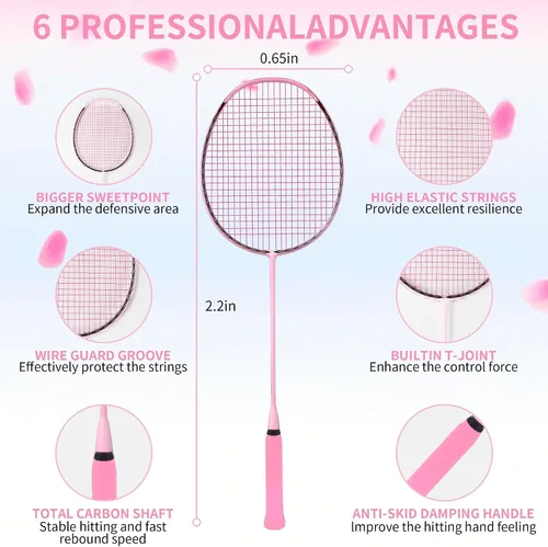 Vista 2 de Senston N90 Badminton Racket, 6U Single High-Grade Badminton Racquet, Professional 100% Full-Carbon Badminton Racket