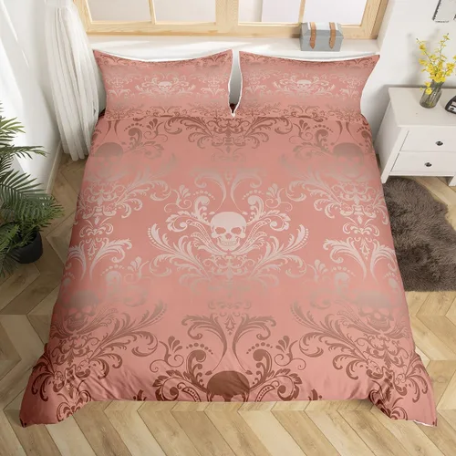 Vista 33 de Erosebridal Juego de ropa de cama gótica de damasco para adultos, funda de edredón victoriana antigua, tamaño individual, funda de edredón gótica