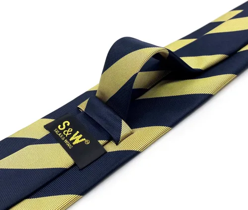 Vista 10 de S&W SHLAX&WING Corbata para hombres Lazos a rayas verde, amarillo y azul para trajes de negocios