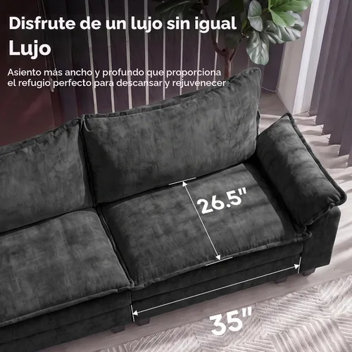 Vista 5 de URRED Sofá modular de gran tamaño, negro: 87 pulgadas en forma de L