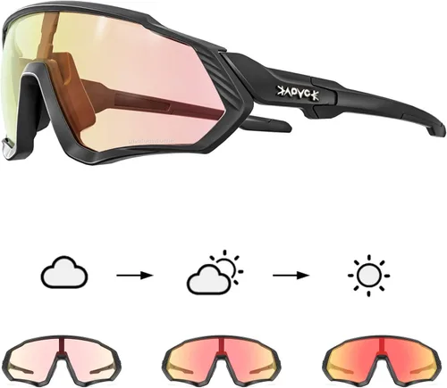 Vista 11 de KAPVOE Gafas de ciclismo fotocromáticas para hombres y mujeres, gafas de sol para bicicleta de montaña MTB, para bicicleta de montaña Clear - K9408