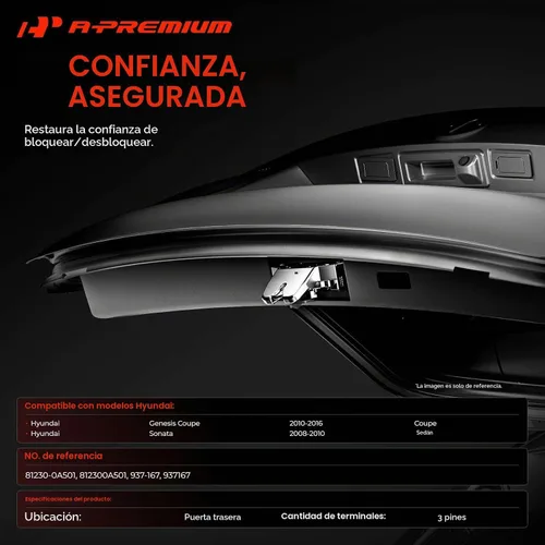 Vista 2 de Pestillo de maletero A-Premium para Hyundai