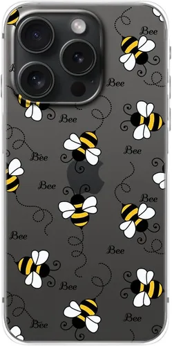 Vista 2 de Blingy's Funda para iPhone 15 Pro Max, funda protectora transparente de TPU suave de TPU transparente de 6.7 pulgadas (estilo abeja)