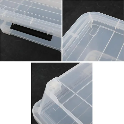 Vista 3 de Esdiplot - Paquete de 3 recipientes de almacenamiento transparentes para debajo de la cama, 40 L, recipientes de plástico con tapas y ruedas