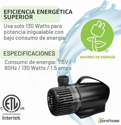 Vista 3 de Pond Boss Waterfall Pump, 2000 GPH