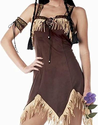 Vista 2 de California Costumes Disfraz sexy de princesa india para mujer, tamaño adulto, color marrón, talla única de EE. UU, Marrón