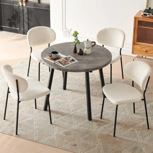 Vista 24 de Homedot Juego de 2 sillas de comedor tapizadas negras, modernas sillas de cocina de mediados de siglo tapizadas con cojín acolchado para comedor