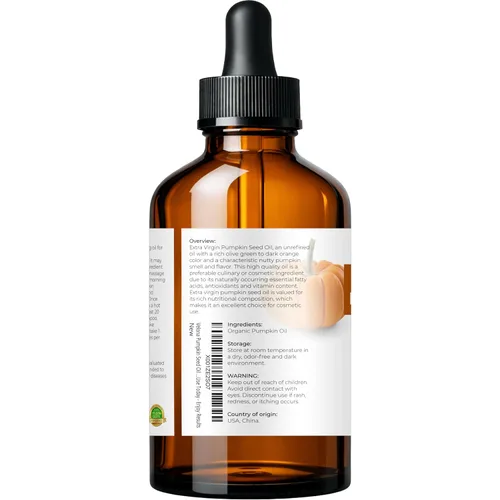Vista 3 de velona Aceite de semilla de calabaza certificado orgánico por la USDA, 4 onzas líquidas, aceite portador 100% puro y natural, sin refinar, prensado