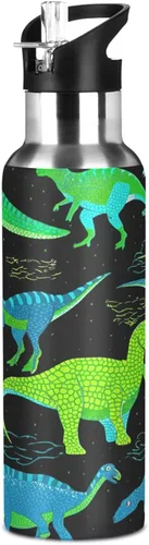 Vista 8 de Botella de agua de acero inoxidable de 32 onzas, botellas de agua a prueba de fugas para gimnasio, viajes al aire libre, escuela, dinosaurios