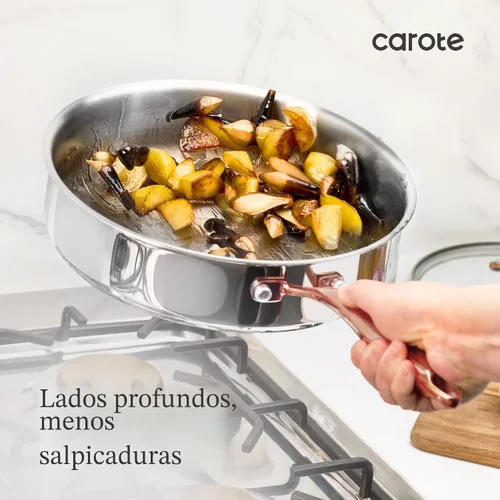 Vista 5 de CAROTE Juego de utensilios de cocina de acero inoxidable de tres capas, juego de ollas y sartenes, juego de cocina de inducción no tóxica, colección