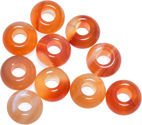 Vista 17 de Cuentas de piedra natural de agujero grande (0.23 a 0.236 pulgadas) pulidas Rondelle cuentas de piedras preciosas europeas para pulseras de dijes
