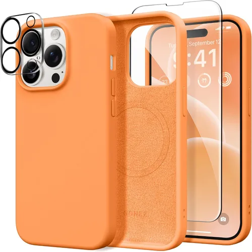 Vista 128 de GONEZ Funda magnética para iPhone 14, compatible con Magsafe, con protector de pantalla + protector de cámara, forro de microfibra antiarañazos