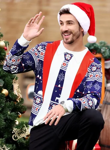Vista 3 de Arvilhill - Sudadera estampada estilo Ugly Christmas (fea Navidad) para hombres, sudadera unisex de manga larga con gráficos divertidos