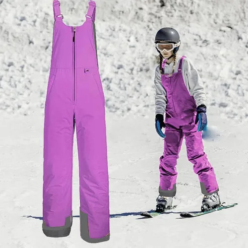 Vista 4 de Tearom Babero de nieve para niños, babero de esquí con aislamiento para la nieve