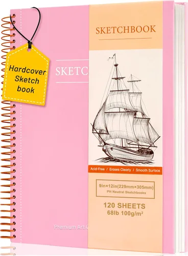 Vista 14 de Yoment Cuaderno de bocetos de 5.5 x 8.5 pulgadas, pequeño cuaderno de bocetos para dibujar, 100 hojas (68 libras/100 gsm) bloc de bocetos en espiral