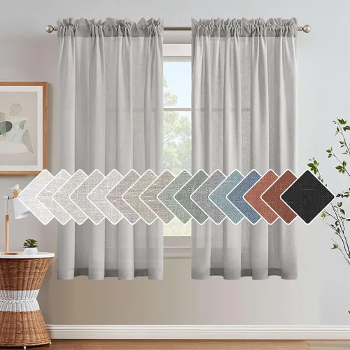 Vista 13 de H.VERSAILTEX Cortinas texturizadas de lino con filtro de luz para sala de estar, tratamiento de ventanas, cortinas naturales y duraderas