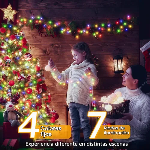 Vista 5 de Ollny Luces de Navidad, 66 pies, 200 luces LED para árbol de Navidad con 11 modos, control remoto, IP44, impermeable, cambio de color, luces