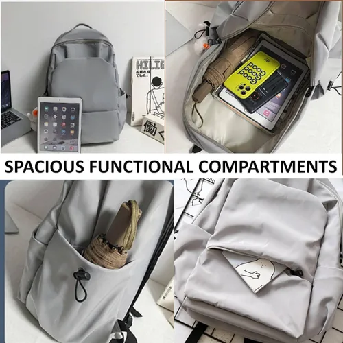 Vista 2 de Mochila para portátil de 15.6" con lindo accesorio Kawaii espaciosos múltiples compartimentos, Negro -, Moderno