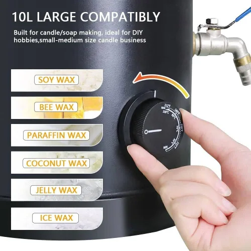 Vista 3 de Wax Melter for Candle Making Candle, Wax Melting Pot, Large Commercial Candle Maker Machine with Pour Spout and Temperature Control Home (6L)