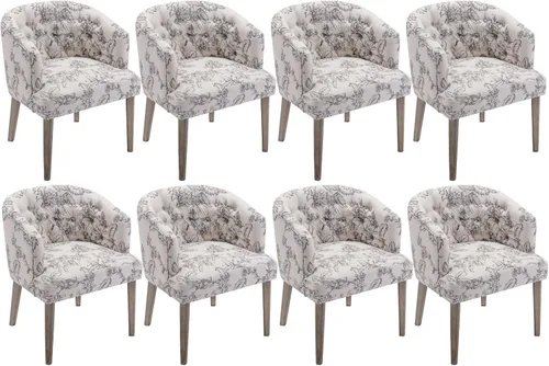Vista 11 de DUOMAY Juego de 2 sillas de comedor modernas copetudas, silla auxiliar tapizada de lino, cómoda silla de barril con patas de madera para el hogar