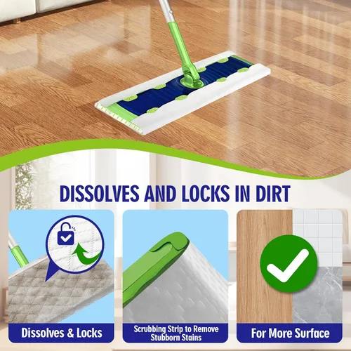Vista 3 de 20 paños de limpieza húmedos XL resistentes compatibles con Swiffer Sweeper XL Mop, almohadillas húmedas desechables tamaño XL para limpieza