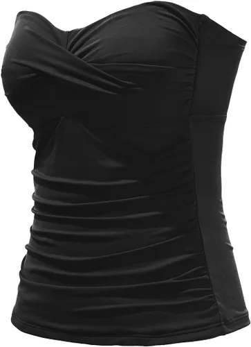 Vista 2 de Holipick Tankini Top for Women Twist Front Bandeau Swim Top Tummy Control Bathing Suit Top Only No Bottom