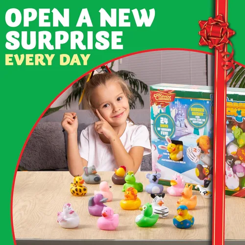 Vista 4 de JOYIN Calendario de Adviento de Navidad 2025 Patos, Patos de Goma para Niños, Niñas, Niños y Niños Pequeños, Regalos de Fiesta de Navidad, Juguetes