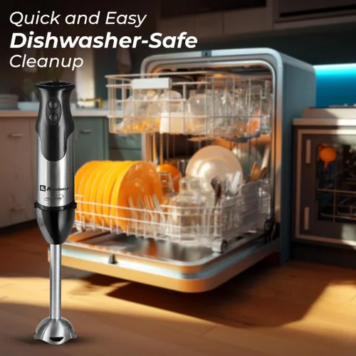 Vista 6 de Koblenz BIKM-800 Una batidora de mano de inmersión 2 en 1 con motor de 800 vatios Stainless Steel, 2 Speeds with Variable Control, Includes 20-oz
