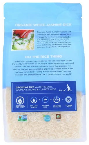 Vista 4 de LOTUS FOODS Arroz orgánico de jazmín blanco, 30 onzas